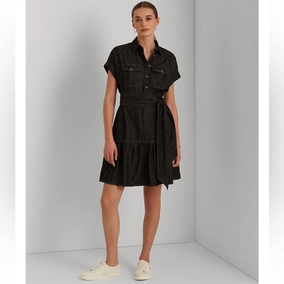 Lauren Ralph Lauren Dresses & Skirts - Lauren Ralph Lauren Petite Denim Short Sleeve Shirtdress In Nightfall Wash 8P